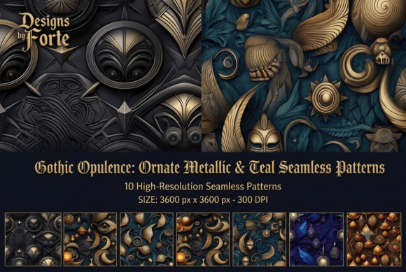 Download Ornate Metallic Seamless Patterns - Premium Bundle