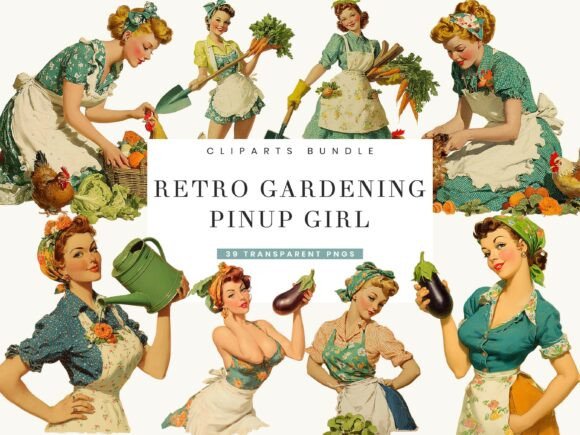 Download Retro Gardening Pinup Girl Clipart - Premium Resources