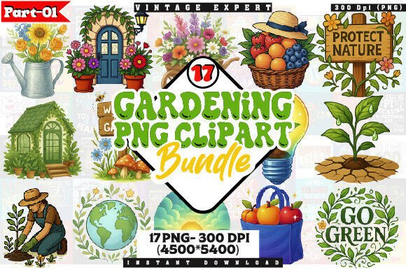 Download Cozy Gardening Clipart PNG Bundle - Premium Resources